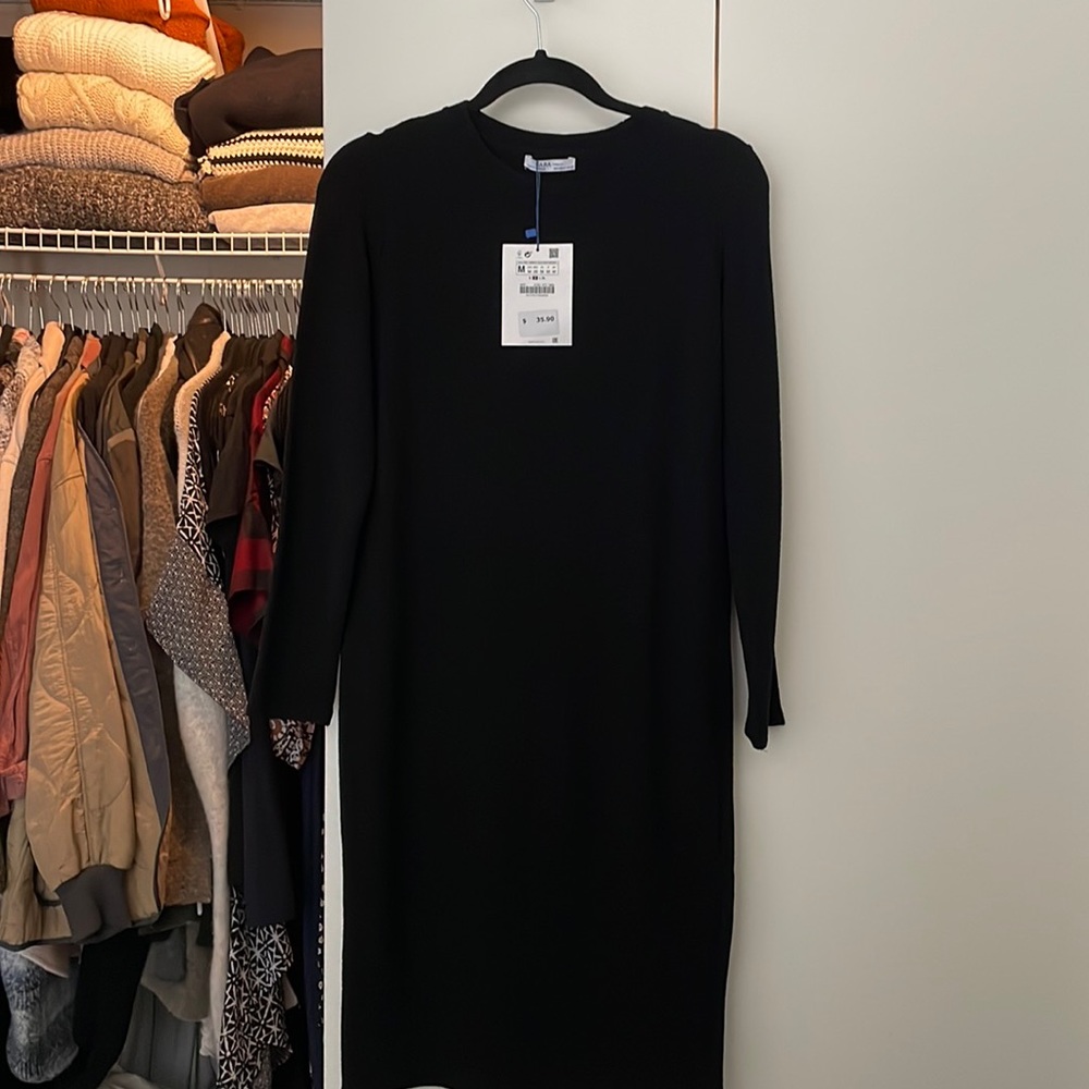 Textured long sleeve Zara midi dress